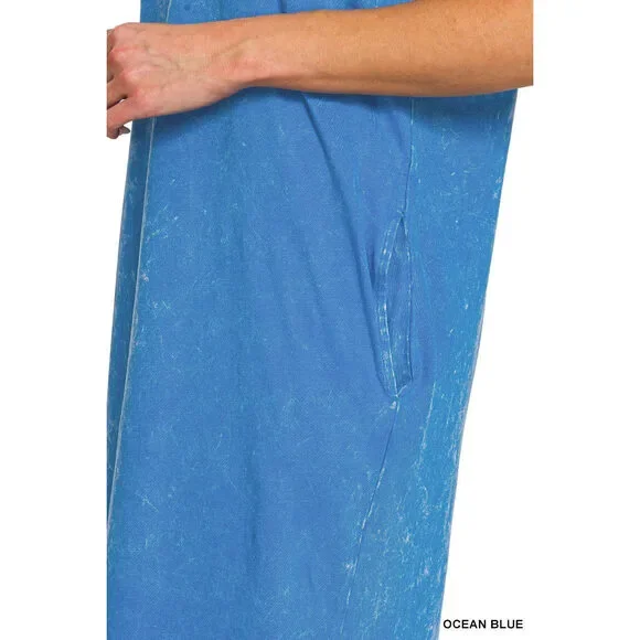 Zenana Washed Exposed Seam Short Sleeve T-Shirt Dress - Picture 5 of 6